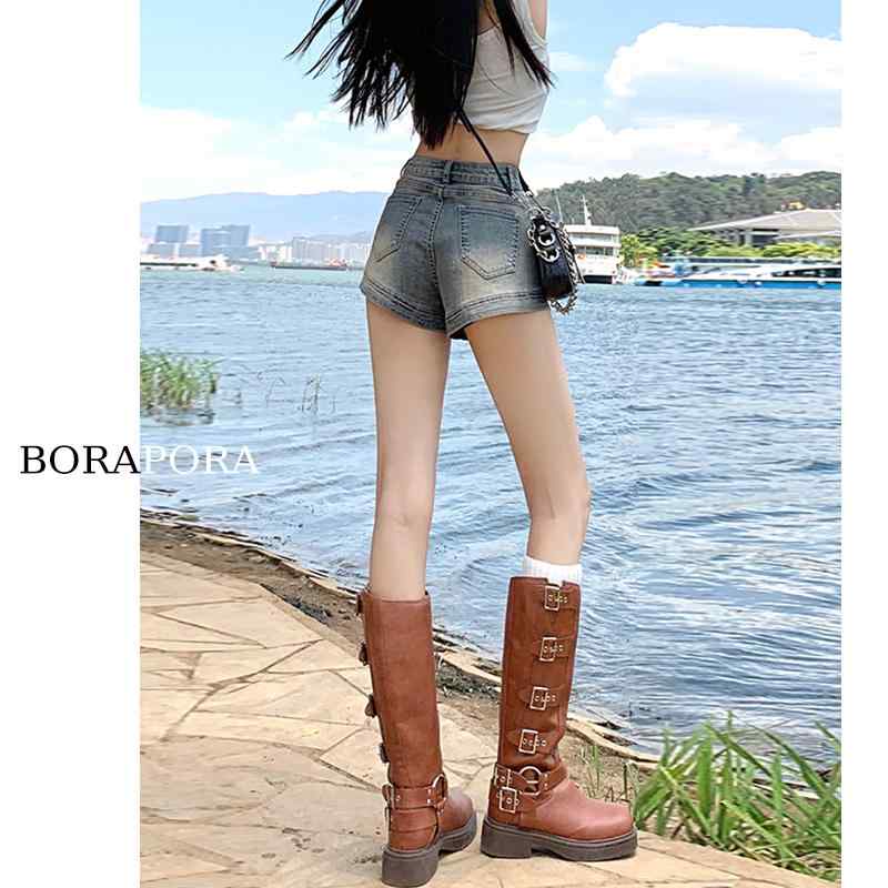 Short Pants - パンツ デニム レディース 女性 スリム ハイウエスト デニムショートパンツ 夏 スタイリッシュ ガール a ライン レトロ ワイド レッグ ホット