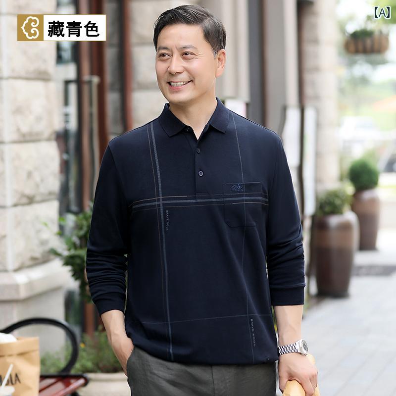 シニア メンズ ファッション ビジネス トップス インナー シャツ Tシャツ 長袖 メンズ ゆったり 大きめサイズ ポロシャツ 紳士服