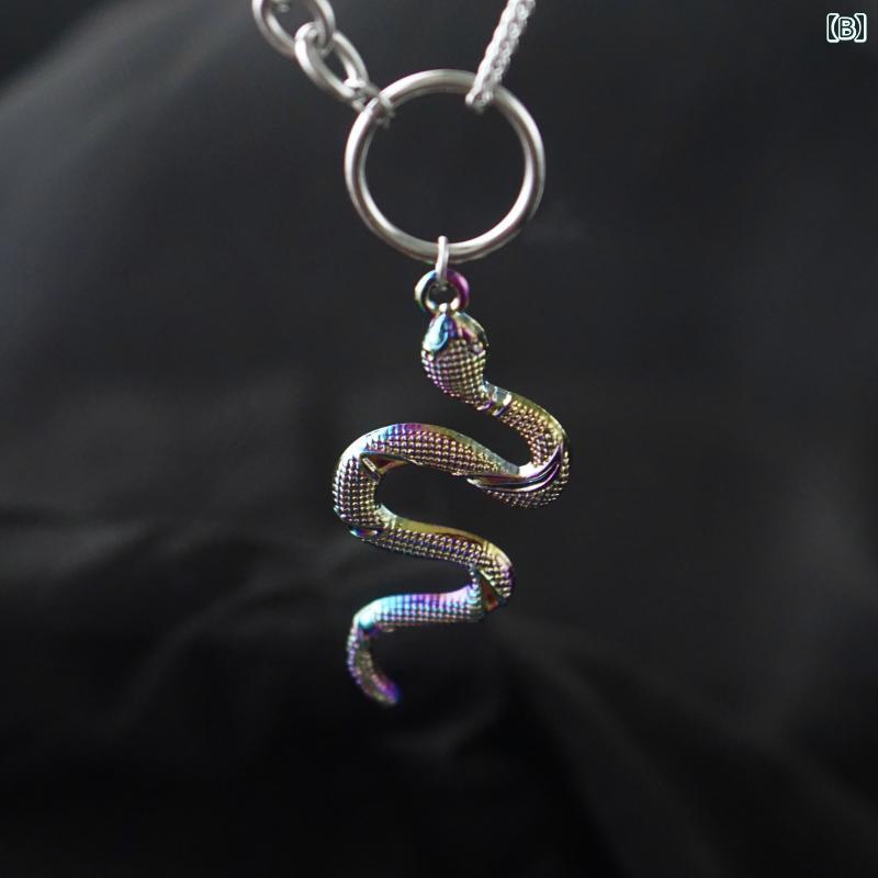 セキュアデポのネックレス ゴシック レディース アクセサリー 装飾品 セット 合金 メタル ハードウェア セーター チェーン スネーク ダーク ブラック メンズ｜アングル2