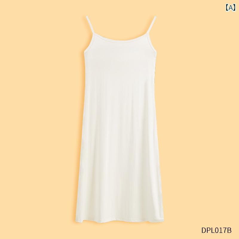 レディース 裏地 ボトム スカート 露出 防止 ペチコート 大きめサイズ 丈 ロング インナーベスト サスペンダー 夏 薄手