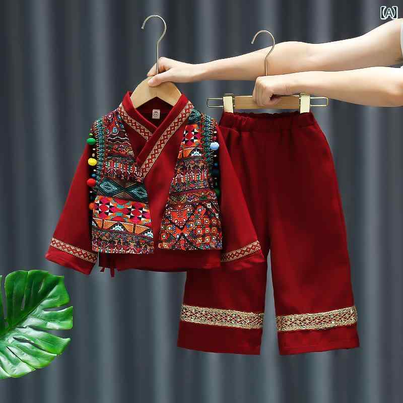漢服 子供服 かわいい 民族衣装 COS チャイニーズ スタイル 子供用 男の子用 中華 唐服 赤ちゃん用 春秋 エキゾチック エスニック 子供用 中秋節 公演 服