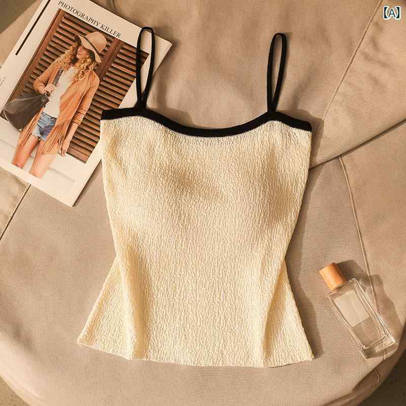 ガール キャミソール レディース 夏 スリムフィット ノースリーブ トップス モノトーン カジュアル 普段使い