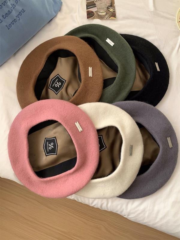 帽子 ベレー帽 韓国 レディース 秋冬 ウール キャスケット ハンチング 八角形 画家風 小顔効果 防寒 羊毛 黒 ベージュ グレー ピンク 暖かい 柔らかい