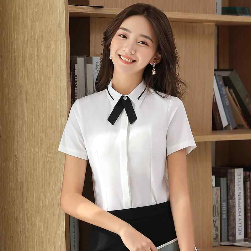 制服 ユニフォーム レディース スーツ 仕事着 接客 フロント シャツ ブラウス 半袖 スカート ショート丈 夏 シフォン