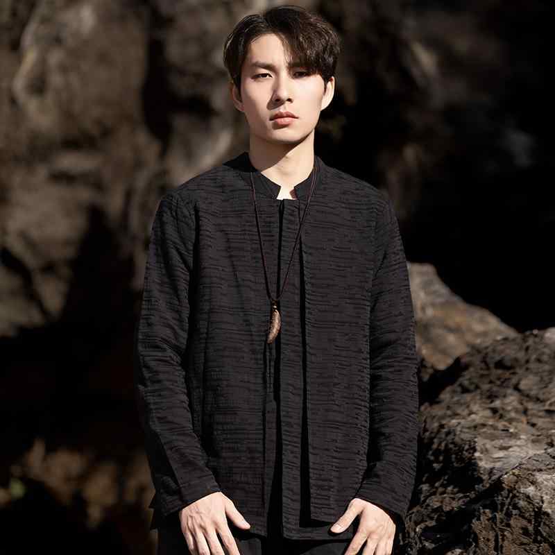 シャツ コート メンズ ファッション チャイニーズ スタイル スタンドカラー メンズ リネン 唐 スーツ フェイク ツーピース 綿 リネン 中国 チュニック スーツ