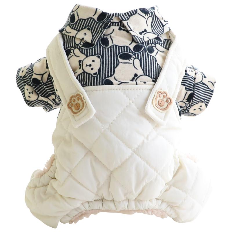 ペット品 洋服 ワンちゃん 猫ちゃん おしゃれファッション 犬服 秋冬 四足 コットンウェア かわいい サスペンダーセット 小型犬 テディ ビション ペット