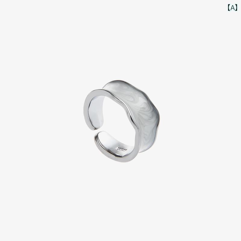 指輪 アシッド リキッド テクスチャー リング ジェンダー ニュートラル 黒白 カラー カップル 男性 女性用