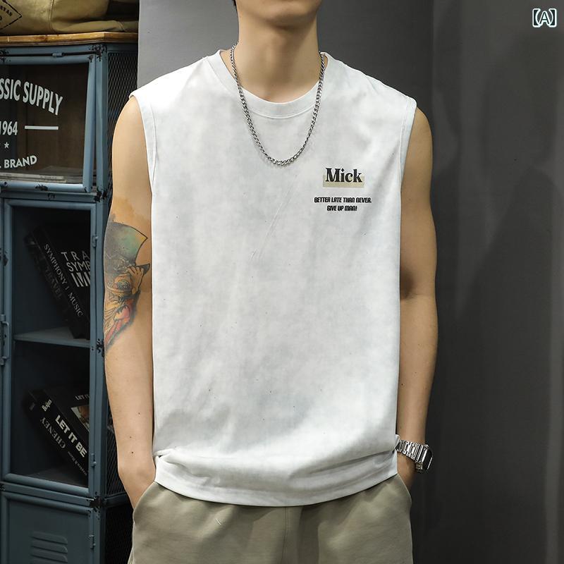 ノースリーブ トップス スポーツ バスケ ストリート メンズ 大きめサイズ ゆったり 夏 メンズ レジャー カジュアル おしゃれ