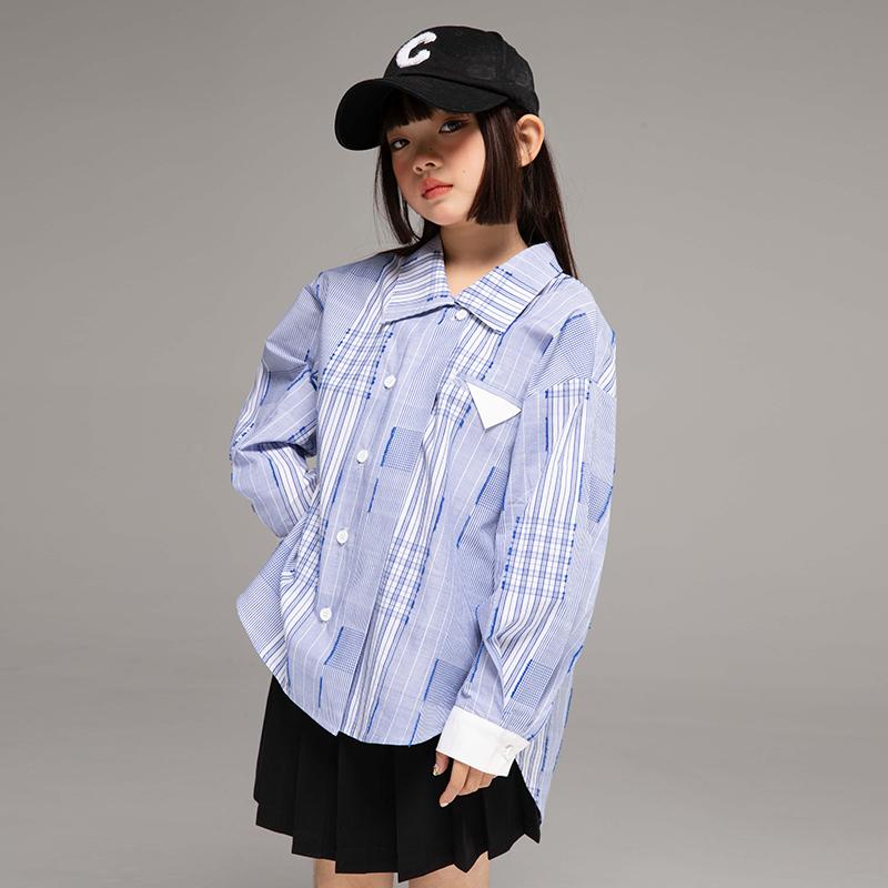 トップス シャツ 子供服 おしゃれ ナチュラル 普段着 キッズ 女の子 カレッジ 風 春 子供用 チェック柄 カジュアル シャツ用 春夏 風