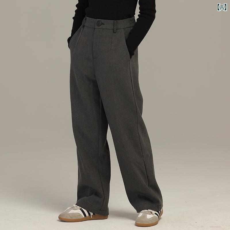 パンツ 子供服 おしゃれ キッズ 小さい 女の子 冬 ダーク グレー ハイエンド スーツ 子供 カジュアル 秋冬 ドレープ ストレート