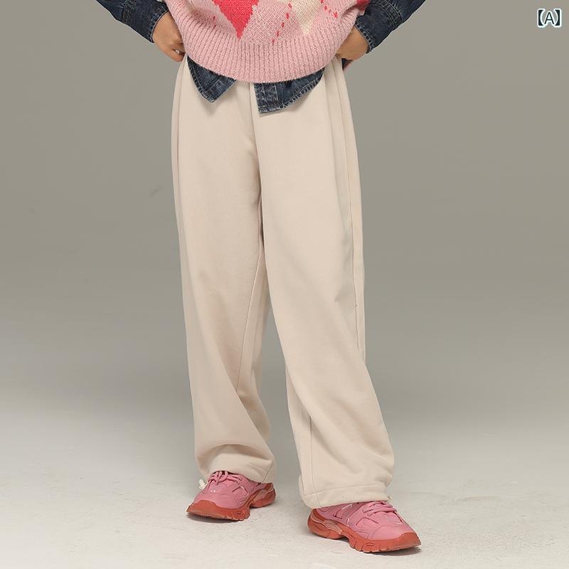 パンツ カジュアル 子供服 ボトムス ナチュラル 動きやすい キッズ 小さい 女の子 春秋 子供用 ワイド レッグ パンツ以上 子供用 秋冬 アウター ベルベット