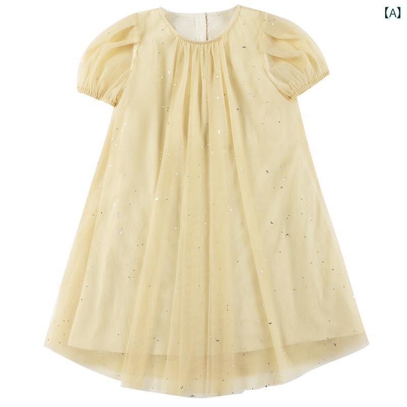 ドレス スカート ワンピース キッズ かわいい ナチュラル 子供服 女の子 夏 プリンセス 肌に優しい 半袖 ガーゼ 子供 ドレス中 大 子供