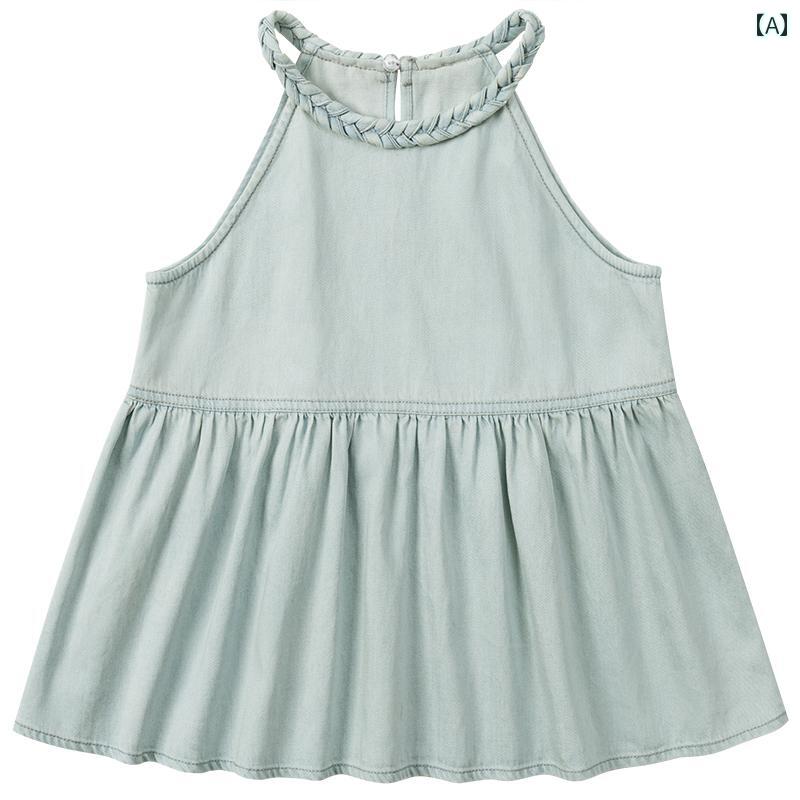 シャツ トップス デニムシャツ キッズ カジュアル おしゃれ ナチュラル 子供服 デニムベスト 夏 ベビー 女の子 底 女の子