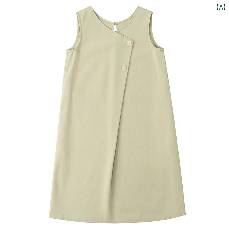 ドレス スカート ワンピース キッズ かわいい ナチュラル 子供服用 ライト グリーン ノースリーブ タンクトップ ガール サマー ガール