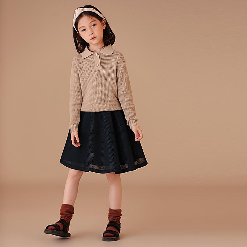 トップス ポロシャツ キッズ おしゃれ ナチュラル 子供服 冬 子供 親子 ニット POLO プルオーバー 長袖 スウェットシャツ 快適