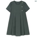 ドレス ワンピース キッズ かわいい ナチュラル ハチ 子供服 春夏 ホワイト ダーク グレー グリーン 花びら 前立て レトロ 半袖 女性用