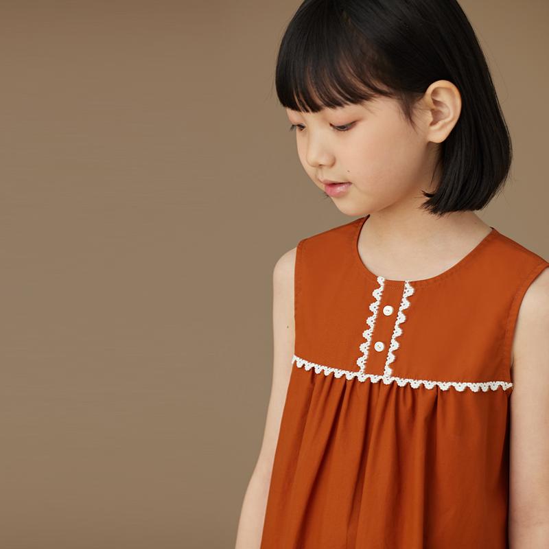 ドレス ワンピース キッズ かわいい ナチュラル 子供服 オレンジ レース 子供 ゆったり 快適 ノースリーブベスト 女の子 夏 スタイル