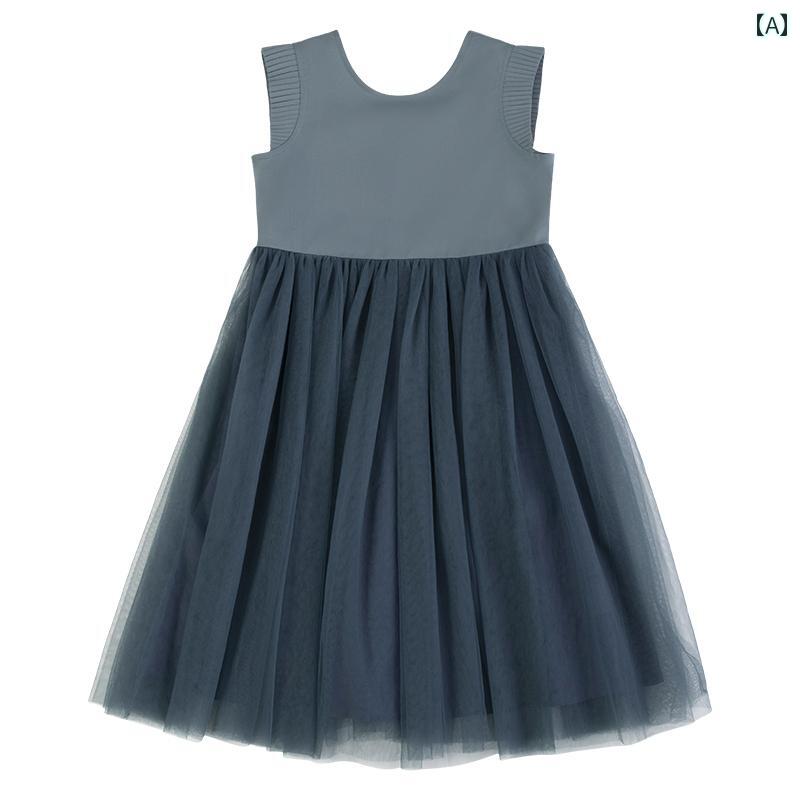 ドレス スカート ワンピース キッズ かわいい ナチュラル 子供服 小さい 飛行 袖 プリンセス 子供 ガーゼ 女の子 年長児 タンクトップ 女の子 誕生日 夏