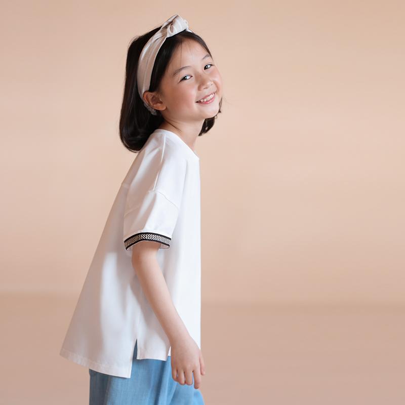 Other - Tシャツ キッズ おしゃれ ナチュラル 子供服 夏 男の子 女の子 親子 綿 白 不規則 ラウンドネック カジュアル 半袖