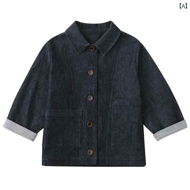 シャツ トップス ジャケット デニムジャケット キッズ カジュアル おしゃれ 子供服 春夏 子供 親子 長袖 レトロ デニム 男の子 女の子 薄手