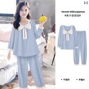 キッズ パジャマ ルームウェア 子供服 女の子 春秋 綿 かわいい シンプル フレッシュ リボン プリンセス 上着 ホーム 服 セット