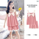 キッズ パジャマ ルームウェア 子供服 夏 女の子 スタイル プリンセス スタイル サスペンダー ショーツ 綿 スタイル ウェアラブル ホーム 服 セット