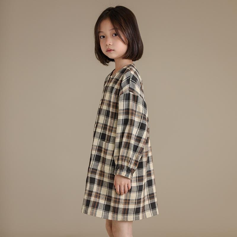 シャツ ドレス ワンピース キッズ かわいい ナチュラル 子供服 女の子 子供 冬 綿 カジュアル レトロ 長袖 ベビー チェック柄