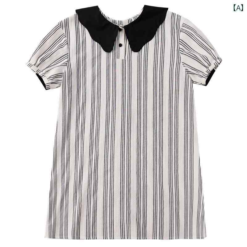 スカート ワンピース キッズ かわいい ナチュラル 子供服 黒 ストライプ 子供 ドレス 大 子供 レース 大きい 半袖 女の子 夏