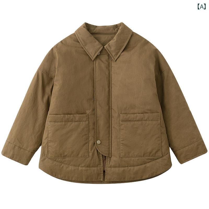 ジャケット 子供服 アウター カジュアル シンプル 普段使い キッズ 冬 男の子 女の子 親子 ジッパー 暖かい キルティング ベビー ワークジャケット 綿