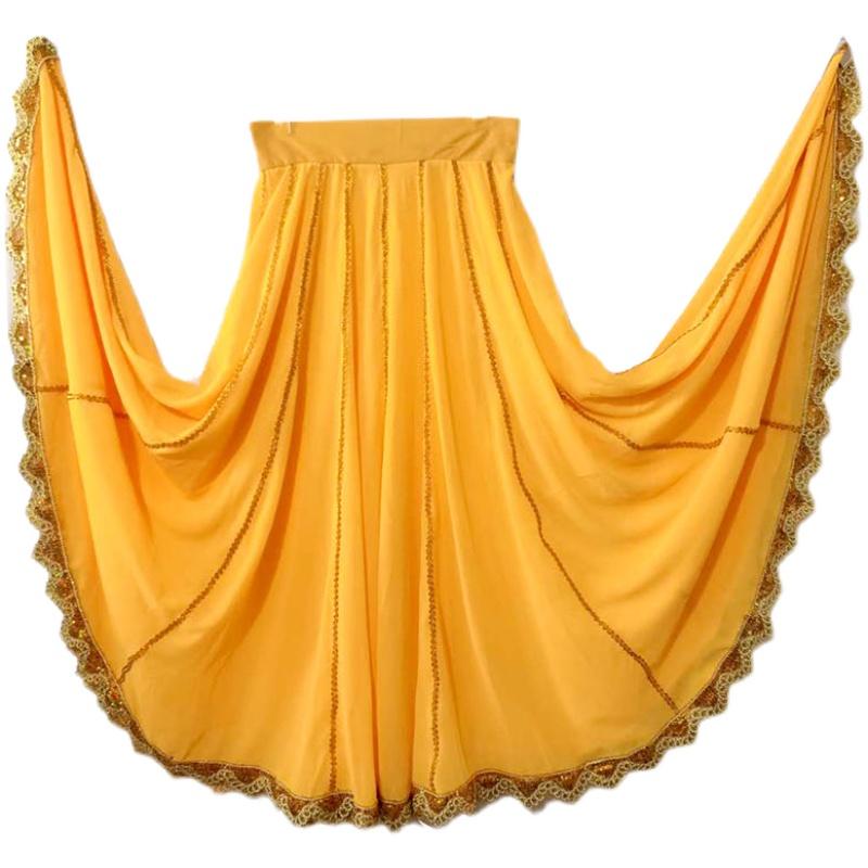 スカート ボトムス レディース おしゃれ シンプル ウイグル ダンス ステージ スクエアダンス 民族 スイング イエロー パフォーマンス