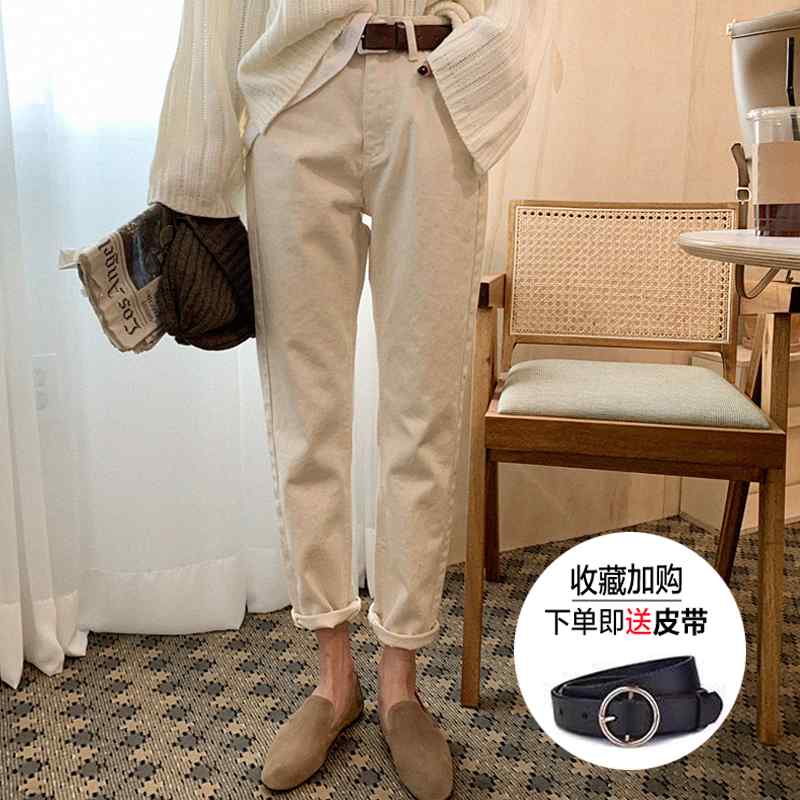 Rakuten - パンツ デニム レディース オフ ホワイト ダッド ジーンズ 秋 ハイウエスト スモール キャロット ストレート シガレット