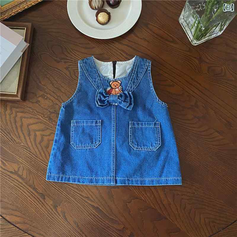 女の子 秋服 サスペンダー スカート セット 女の子 赤ちゃん デニム リボン かわい...