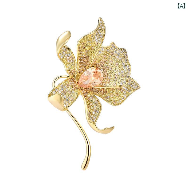 ブローチ セレモニー おしゃれ ユリ 象嵌 中国 チャイナ スーツ 装飾 精巧 ピン レディース ファッショ..
