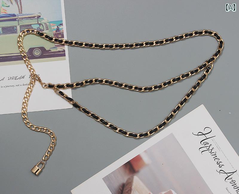 ベルト レディース メタル 編組 ウエスト チェーン スカート ベルト パンツ アクセサリー レディース ドレス 装飾