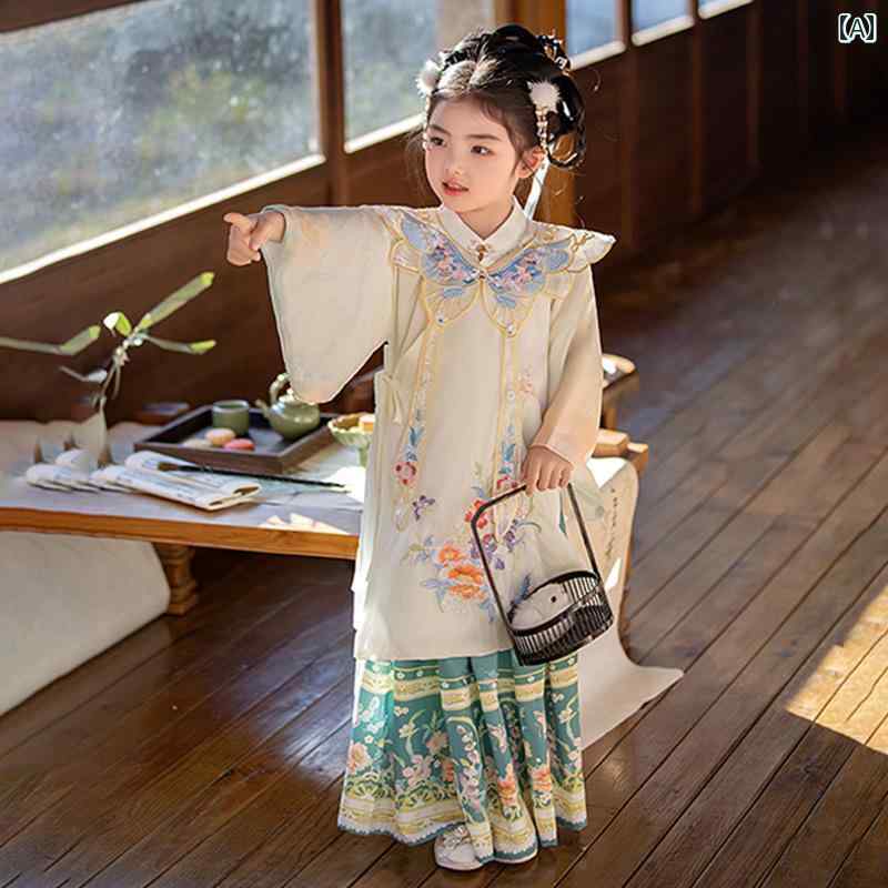 楽天セキュアデポスカート ドレス スカート 子供服 民族衣装 かわいい キッズ 漢服 女の子 春秋 明代 宋 王朝 伝統的 スーパー フェアリー 少女 パフォーマンス スーツ