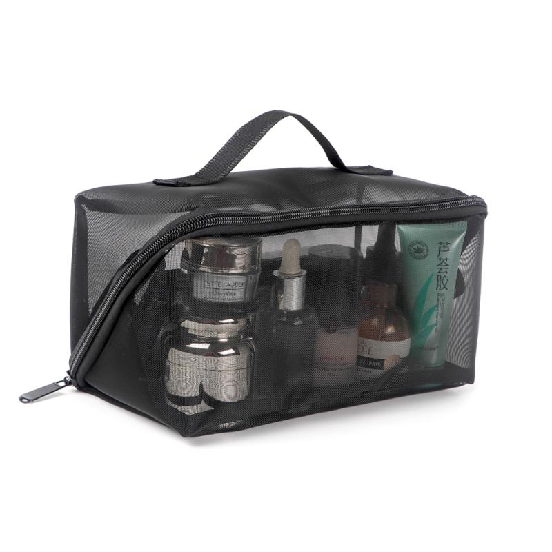 ポーチ バッグ ポータブル 出張 化粧品 大容量 シンプル 透明 収納袋 ウォッシュバッグ メッシュ レディース レディース おしゃれ ブラック ケース トラベル