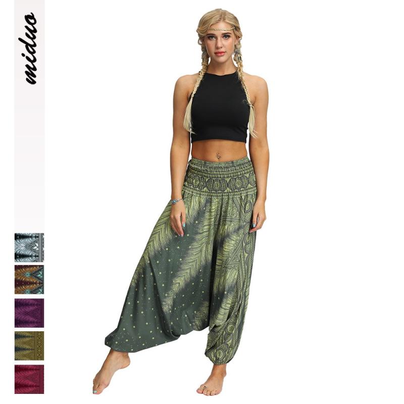 ファッション レディース 南米 アフリカ ボヘミアン プリント スポーツ フィットネス ヨガ パンツ カジ..