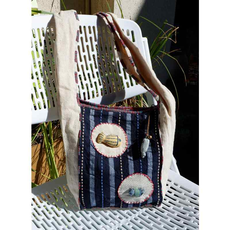 バッグ エスニック おしゃれ タイ 刺繍 魚 ショルダーバッグ カラフル パッチワーク コントラスト 両面..