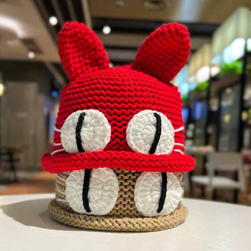 秋 冬 ニット ウール 帽 かわいい 猫 帽子 厚手 暖かい 耳保護 帽子 大きい 頭囲 ...