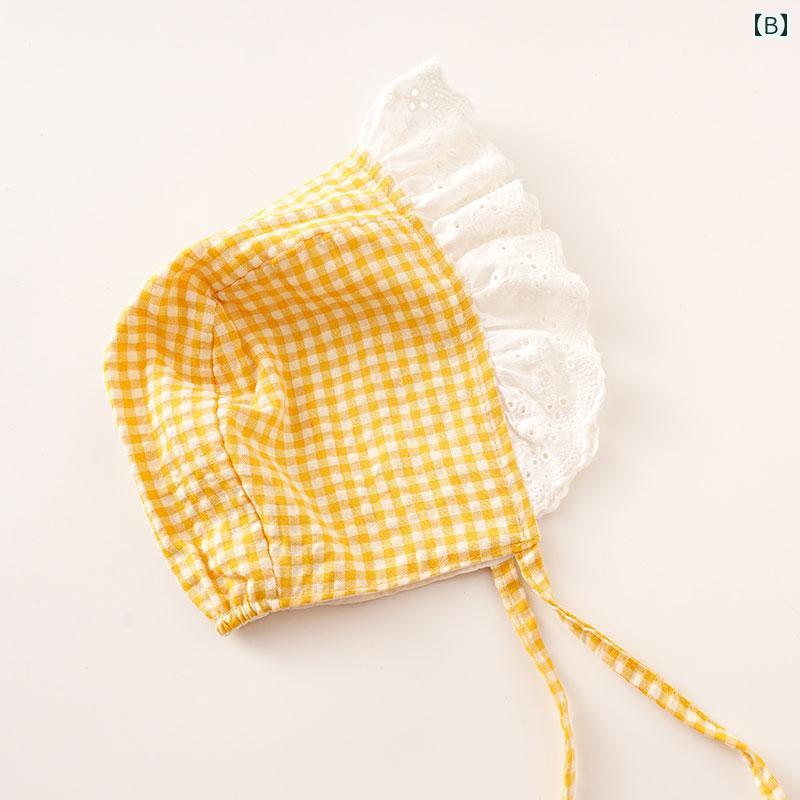 ボンネット帽 ベビー 新生児 帽子 頭部保護 赤ちゃん 春秋 薄手 日焼け防止 かわいい おしゃれ キュート ソフトハット