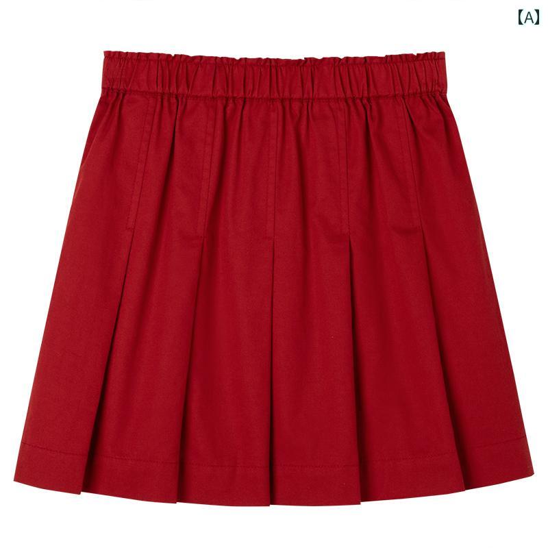 スカート 子供服 ボトムス ナチュラル 普段着 キッズ 真っ赤 鮮やか 女の子 夏 綿 子供 プリーツスカート 女の子