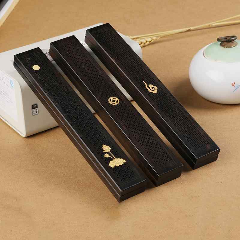 香箱 中国風 香道具 黒 サンダルウッド 睡眠 つげ 蓮 池 月光 縁起 雲 銅 コイン ホーム 屋内 無垢材 ..