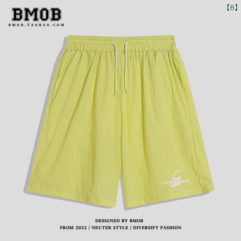 メンズ レディース 夏 パンツ バスパン ハーフ ランニング トレーニング アメリカン ストリート プリントショーツ イン カップル 薄手 スポーツ