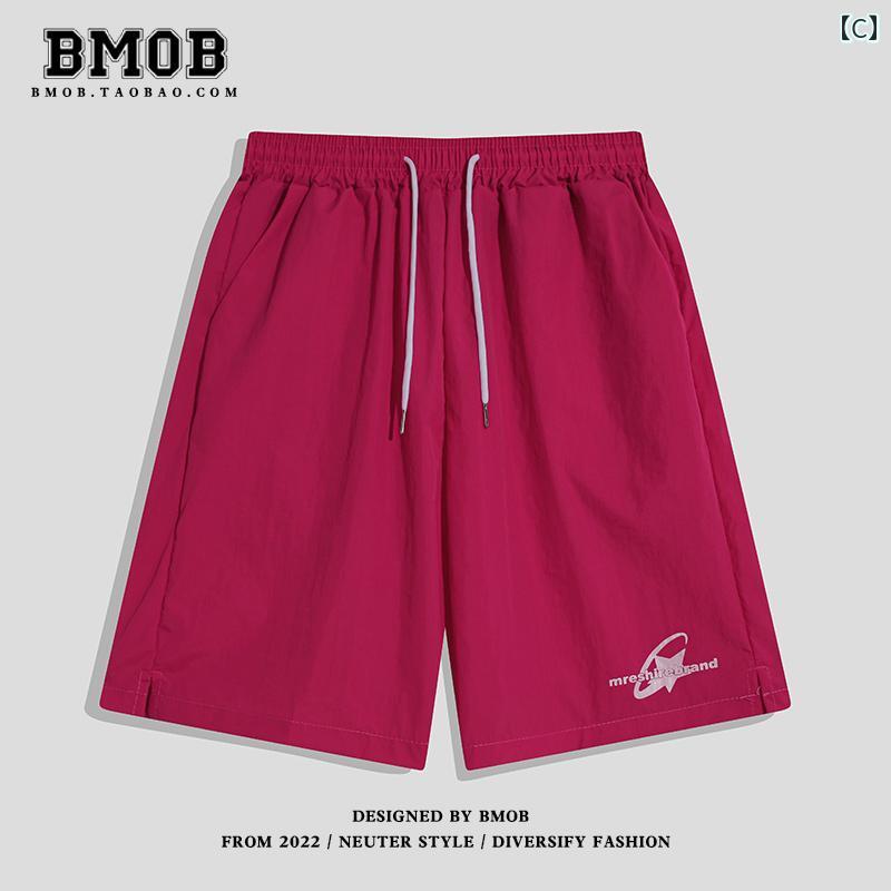 メンズ レディース 夏 パンツ バスパン ハーフ ランニング トレーニング アメリカン ストリート プリントショーツ イン カップル 薄手 スポーツ