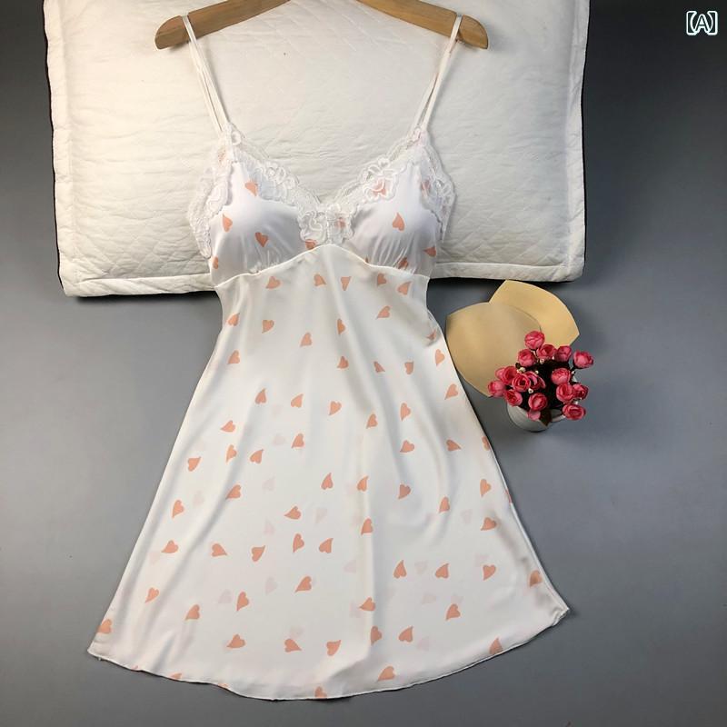 レディース ベビードール ランジェリー パジャマ ネグリジェ キャミソール ナイトウェア サマー セクシー キュート レース スカート 胸パッド付き 薄手 プリント 冷感 サスペンダー ナイトガウン