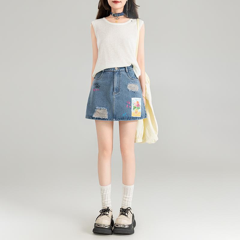 ミニスカート デニムスカート 夏 おしゃれ カジュアル 休日 リゾート 通学 アウトドア 快適コーデ レディース ファッション