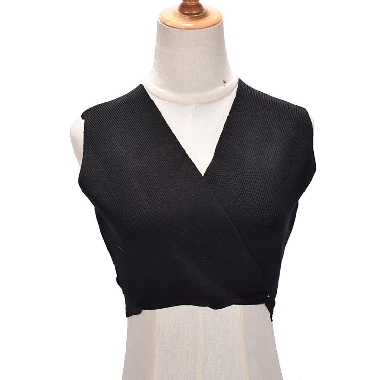 レディース ファッション プルオーバー 無地 ニット ベスト 秋 スリムフィット 多目的 ハイウエスト ショート Vネック