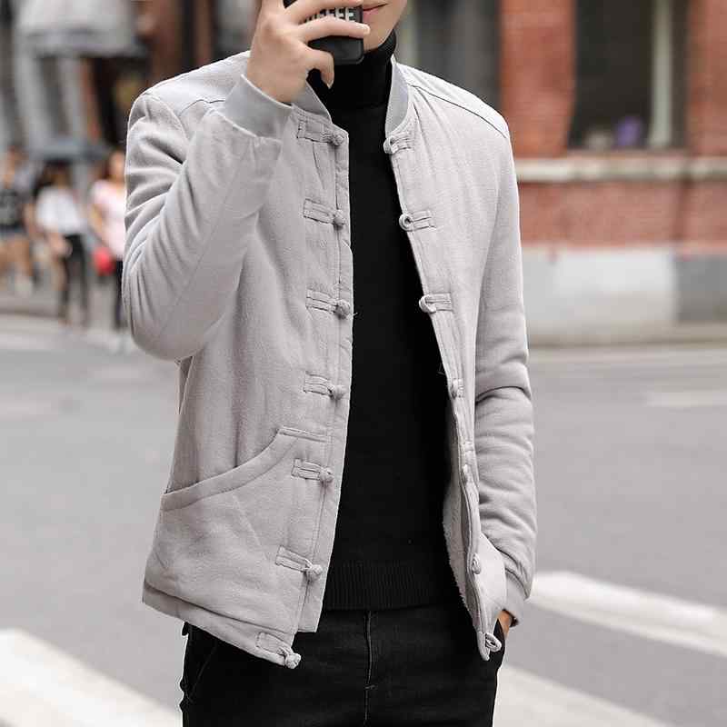 ジャケット メンズ 冬 唐 スーツ 綿入り 若々しい レトロ バックル 大 サイズ 中華風 中華風 漢服 綿 厚手