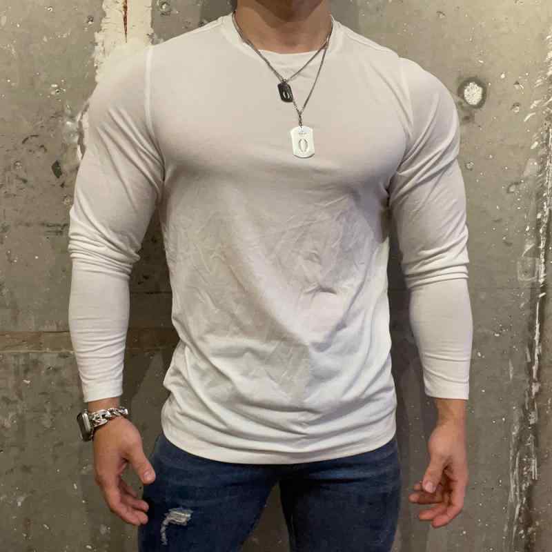 シャツ Tシャツ マッスル メンズ 筋肉質 スポット ソフト 弾性 速乾 軽量 通気性 ラウンドネック スポーツ 長袖 ルル