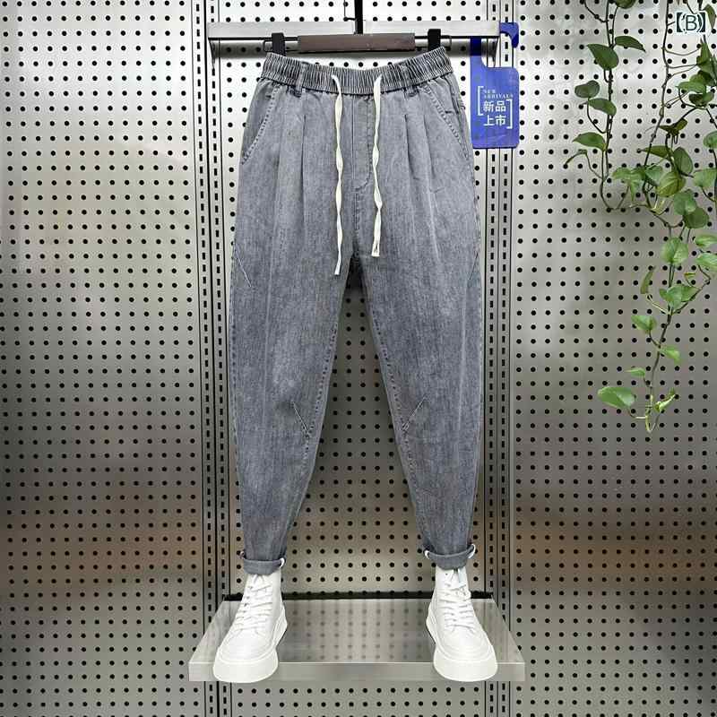 パンツ デニム メンズ アウトドア ズボン 夏 薄手 グラデーション ウォッシュ ジーンズ ピンチ プリーツ コットンストレッチパンツ ソフトデニム キャロット